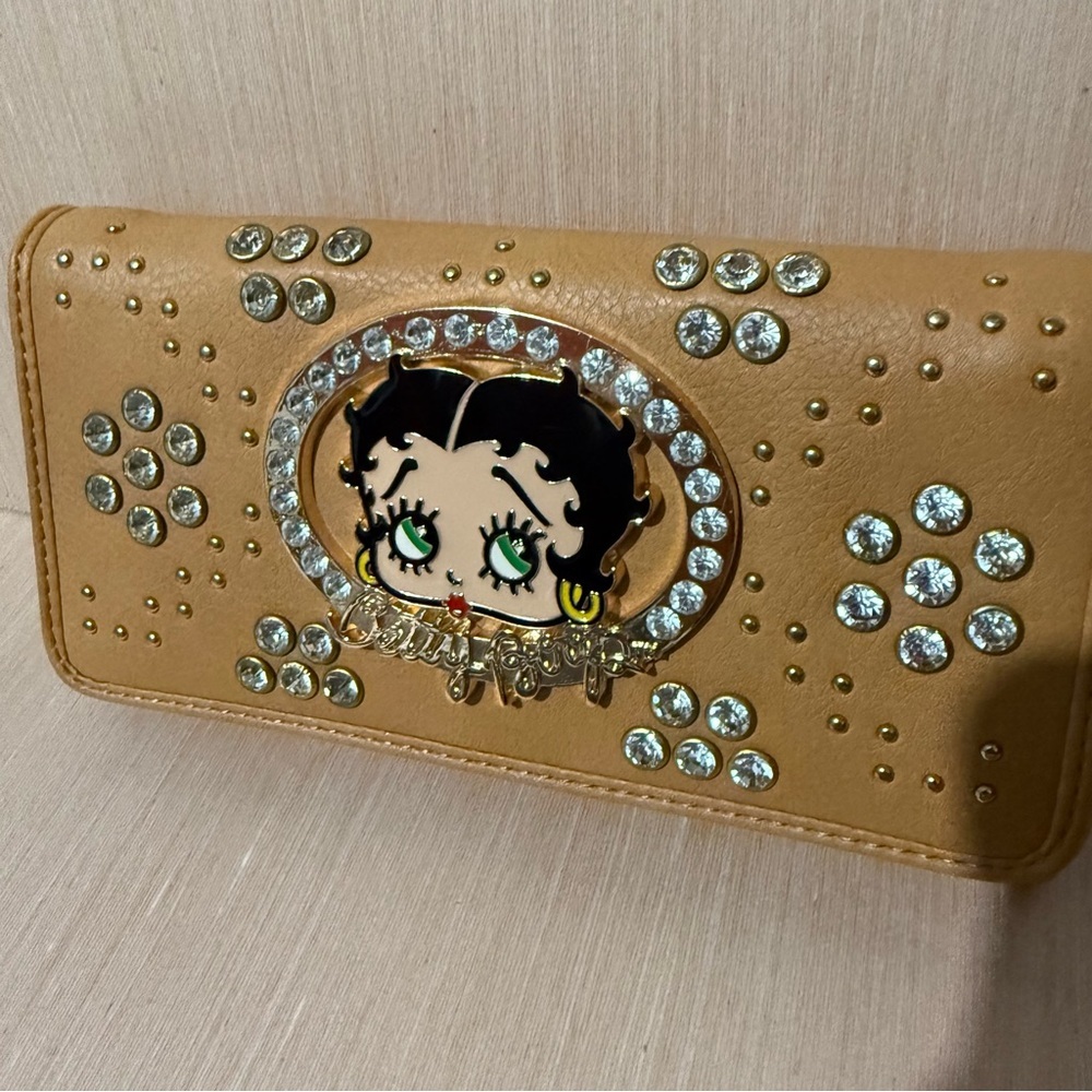 Betty Boop 2015 Rhinstone Studded Brown Wallet Tri-Fold Brand New Never Used!! - Picture 5 of 13
